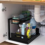 bukfen Under Sink Organizer, Pull Out Cabinet Organizer 2-Tier Slide Out Sliding Shelf Under Cabinet Storage Multi-Use for Under Kitchen Bathroom Sink Organizers and Storage