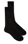 LACOSTE Mens RA0371 Soft Ribbed Black Mercerised Cotton Socks | UK 4-7 EU 36-40