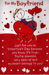 Happy Valentine's Day Card For My Boyfriend Red Hearts Glitter Cute Poem