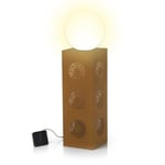 Hoberg Colonne décorative LED | Au design Mandala en aspect rouille | Avec lampe boule (Ø 23cm) et trois effets lumineux pour l'intérieur et l'extérieur | Avec éclairage, solaire ou USB [21x21x84 cm]