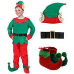 Boys Elf Costume Childs 5 Piece Santa Little Helper Christmas Xmas Fancy Dress