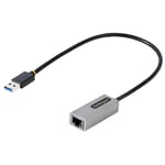 StarTech USB to Ethernet Adapter  USB 3.0 to 10/100/1000 Gigabit Ethernet LAN Converter for Laptops  1ft (30cm) Attached Cable  USB to RJ45 Adapter 