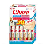 INABA Churu - Friandises pour Chats en Purée aux 4 Saveurs de Fruits de Mer et Thon - Délicieux Snacks pour Félins - Texture Lisse et Onctueuse - Nourriture pour Chats - 20 Tubes x 14g