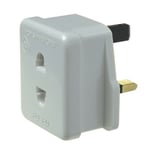 Shaver Plug Adaptor UK 3 Pin to 2 Pin Fused 1A White