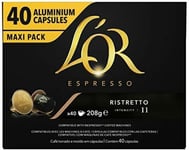 L'OR Espresso Ristretto Coffee Pods x40 Intensity 11 Pack of 1, Total 40