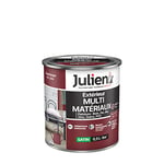 Julien Peinture Multi-Matériaux Satin en phase Aqueuse - Bois, Fer, Alu, PVC, Zinc, Acier galvanisé, brut ou peint - Rouge Basque 0,5 L