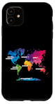 Coque pour iPhone 11 Carte Colorée Terre Pays Continent Géographie Carte Du Monde