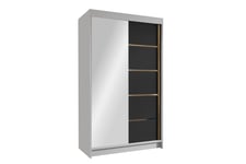 Narbonne Garderobe med Speil 100x200 cm - Svart/Hvit Garderober & garderobesystem Hvit