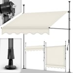 tillvex Store Banne Manuel rétractable avec manivelle pour Le Balcon | Marquise de terrasse sans percement | Marquise Soleil de Balcon auvent téléscopique (Sable, 400cm)