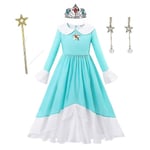 Spelrollspel Peach Prinsessklänning för Flickor Daisy Rosalina Cosplay Kostym Comic Con Barn Peach Bal Klänning Halloween Party Robe 130cm