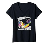 Womens Swimming in Rainbows Galloping on Waves Mystic Hybrid V-Neck T-Shirt