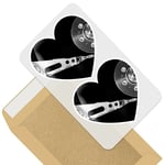 2 x Heart Stickers 10 cm - Black & White Record Player Music #44291