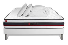 Pack sommier tapissier matelas  Mousse avec couette et oreillers