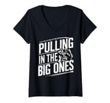 Womens Pulling in the Big Ones Salmon Fishing V-Neck T-Shirt