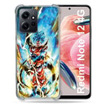 Cokitec Tempered Glass Reinforced Case for Xiaomi Redmi Note 12 4G Manga Dragon Ball Sangoku White