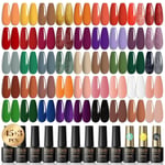 UV-nagellack orange guld röd set, 48 delar shellac set UV-lack med topplack matt bas