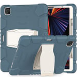 Coque pour iPad Pro 12,9" 2021 - Résistante aux Chocs - 3 Couches - avec Porte-Crayon - Bleu foncé - Taille M