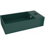 Lavabo de salle de bain avec trop-plein vasque à poser de toilette lave-mains de salle de bain cuisine maison intérieur 48 x 25 cm céramique vert