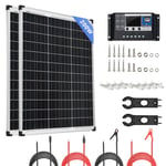 Kit Panneau Solaire 200W 12 Volt Module PV à Haut Rendement avec Contrôleur de Charge 30A pour Camping-car, Remise, Caravane, Bateau