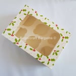 FESTIVE HOLLY BERRIES CHRISTMAS CUPCAKE BOX HOLDS 6 Cake TOP QUALITY PRODUCT