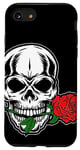 iPhone SE (2020) / 7 / 8 skull with rose in red in mouth Case