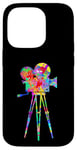 Coque pour iPhone 14 Pro Caméra vidéo Arc-en-ciel Art Splatter Film Lover Design