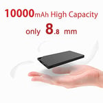 TNTOR Batterie Externe 10000mAh - Ultra-Mince Power Bank Portable - Charge Rapide - Facile à Porter - Grande Capacité Chargeur Externe Universel pour iPhone, Samsung, Huawei, iPad (Gris Clair)