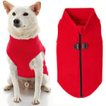 Gooby Pull en polaire à fermeture éclair pour chien – Rouge, XL – Veste chaude en polaire avec laisse à double anneau en D – Pull d'hiver pour petit chien – Vêtements pour chiens de petite taille et de taille moyenne