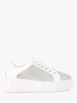 Carvela Jive Platform Lace Up Trainers, White/Silver