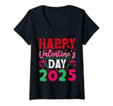 Womens Funny Happy Valentines Day Heart Love Valentine Men Women V-Neck T-Shirt