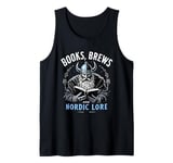 Mens Books, Brews and Nordic Lore Viking graphic for Book lovers Tank Top