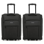 Flight Knight Set of 2 Luggage 55x40x20cm Ryanair Maximum Size Carry On Priority Hand Luggage Case Approved & Tested - 2 Wheels - Ultra Lightweight Durable Soft Hand Case Textile