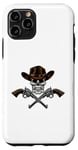 Coque pour iPhone 11 Pro Chapeau de cowboy pistolets crâne pirate croix os