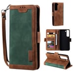 Samsung Galaxy S22 Plus 5g Retro Case Premium Pu -nahkakuori korttipidikkeen rannehihnalla