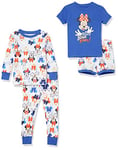 Amazon Essentials Disney | Marvel | Star Wars Girls' Pyjama Set, 4-Piece (Previously Spotted Zebra), Minnie Bows, 6-7 Years