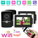 1080P Wifi Video Doorbell 7in TFT Display 2 Cameras 2 Monitors 110° Night Vi Hot