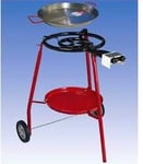 Set barbecue Kit de brûleur paella DE GAZ d'hiver sur roulettes avec 2 Poêles (42 cm et 60 cm) incl. Tuyau de raccordement et réducteur de pression