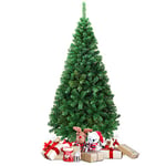 COSTWAY Sapin de Noël Artificiel 210 cm avec Pied en Métal, Arbre de Noël Artificiel pour Décoration de Noël Matériau PVC, Vert Nature