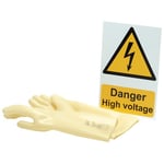 Draper Electrical Insulating Gloves and 'Danger High Voltage' Hazard Sign