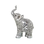 Alexandra House Living Figurine décorative argentée en Plastique éléphant 11 x 18 x 24 cm Miroirs