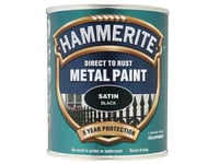 Hammerite Direct To Rust Satin Finish Metal Paint Black 750Ml HMMSATBL750