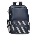 Pepe Jeans Celine Sac à Dos pour Ordinateur Portable 15,6" Bleu 30 x 41 x 14 cm Polyester avec détails en Cuir synthétique 12,76 L by Joumma Bags, Bleu, Sac à Dos pour Ordinateur Portable