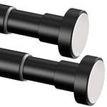 Lot de 2 tringles à rideaux extensibles en acier inoxydable sans perçage pour armoire, armoire, fenêtre, rideaux (70 à 120 cm, φ25 mm, noir)