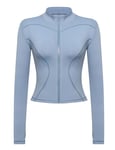 Gyabnw Veste de Sport Femme Haut de Course Respirant à Manches Longues Top de Fitness avec Fermeture Eclair avec Trous pour les Pouces Convient pour le Yoga la Running et plus Encore