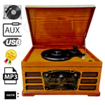 Record Player Turntable Retro 3 Speed Vinyl with Speakers Radio USB MP3 AUX NOCD