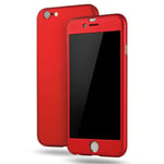 COQUE RIGIDE INTEGRALE AVEC FILM GLASS POUR APPLE IPHONE 6 6S ROUGE