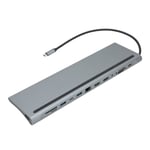 USB C -keskitin 12 in 1 Täysin varusteltu kannettavan tietokoneen telakointiasema USB C - Ethernet Multiport Hub