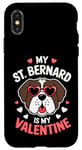 iPhone X/XS St Bernard My Valentines Hearts Day Dog Mom Dad Case