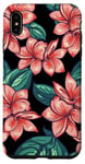 Coque pour iPhone XS Max Coque noir, fleurs orange rouge pink fleur motif floral