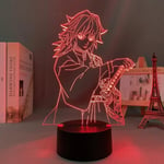 Anime Demon Slayer Giyu Tomioka Figuuri-LED-lamppu 3D-yövalo Anime-ystäville lahjavalo Led-yövalaisimille lapsille Makuuhuoneen koristelu Lapsen syntymäpäivä